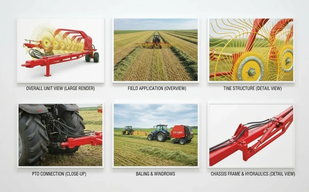 EP-9LZY-9.0 Trailed Finger Wheel Hay Rake-2