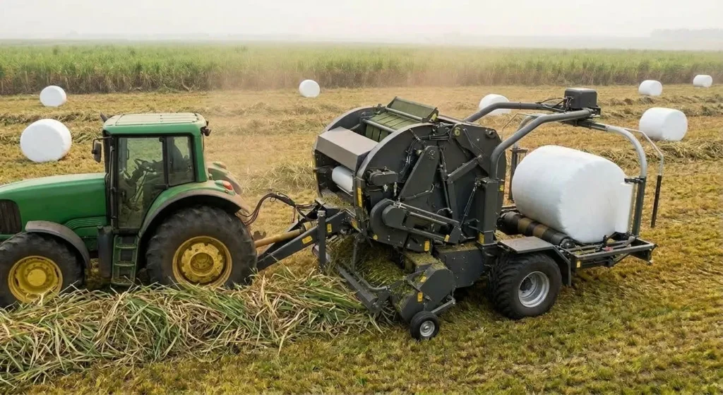 EP-9YCM-850 Integrated Round Baler and Wrapper Application