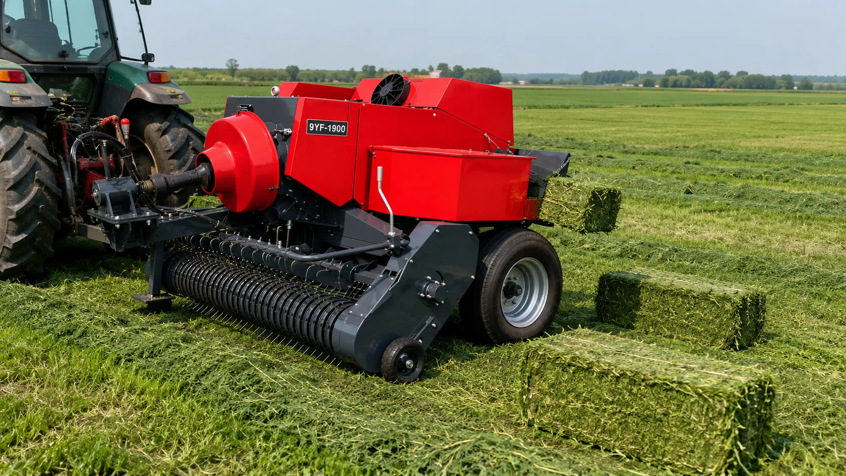 9YF-1900 mid-size square baler in alfalfa forage field