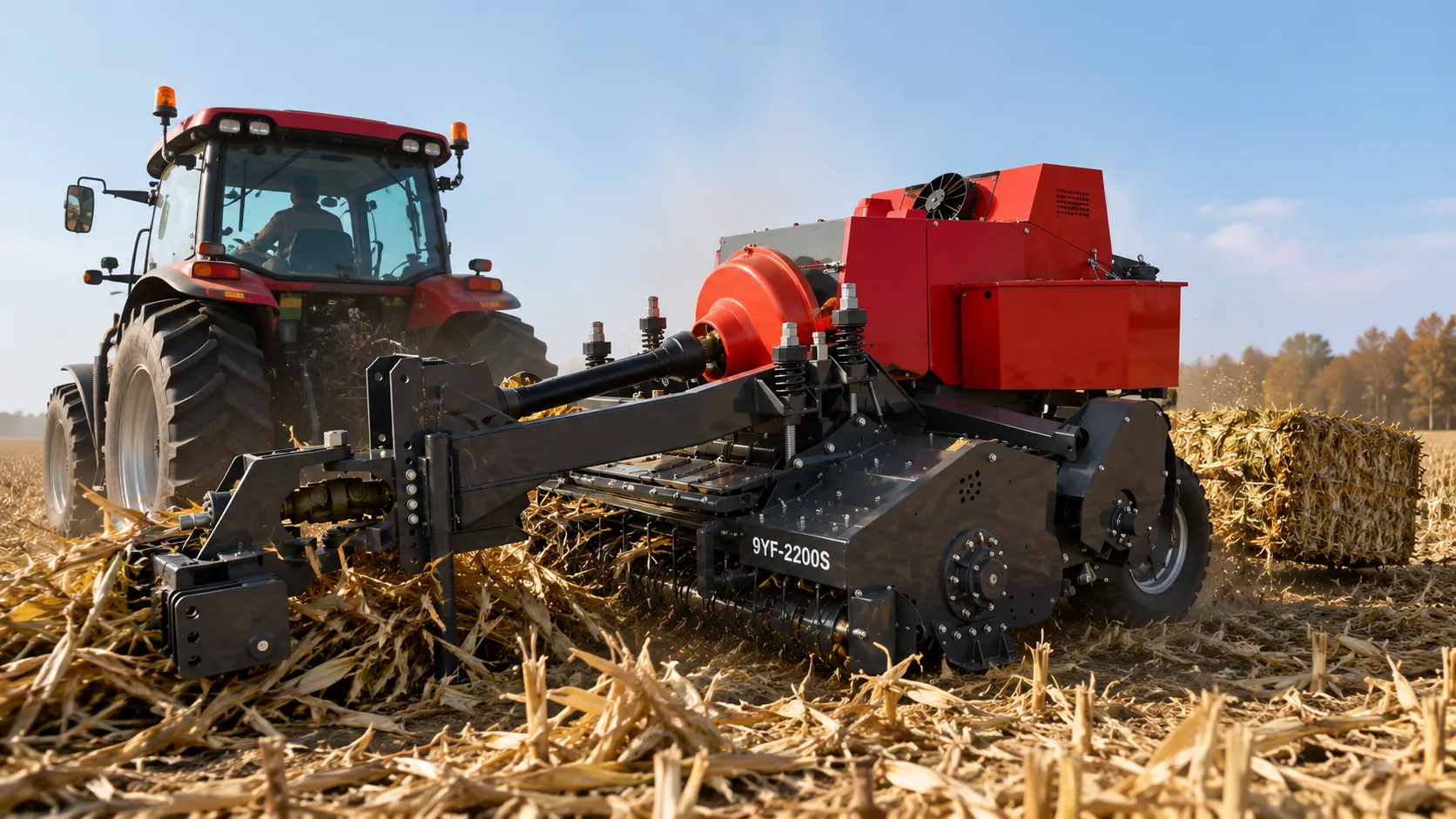 9YF-2200S shredder baler operating in corn stalk field